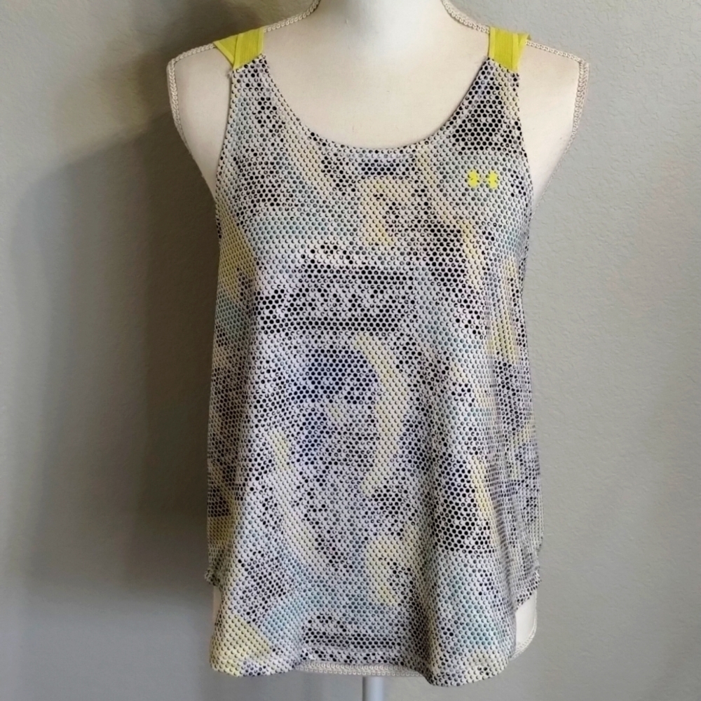 Under Armour Heat Gear Racer Back Tank Size Small Multicolor Dotted Print